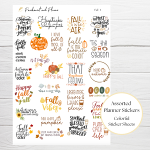 Fall quotes planner sticker sheet, autumn planner stickers